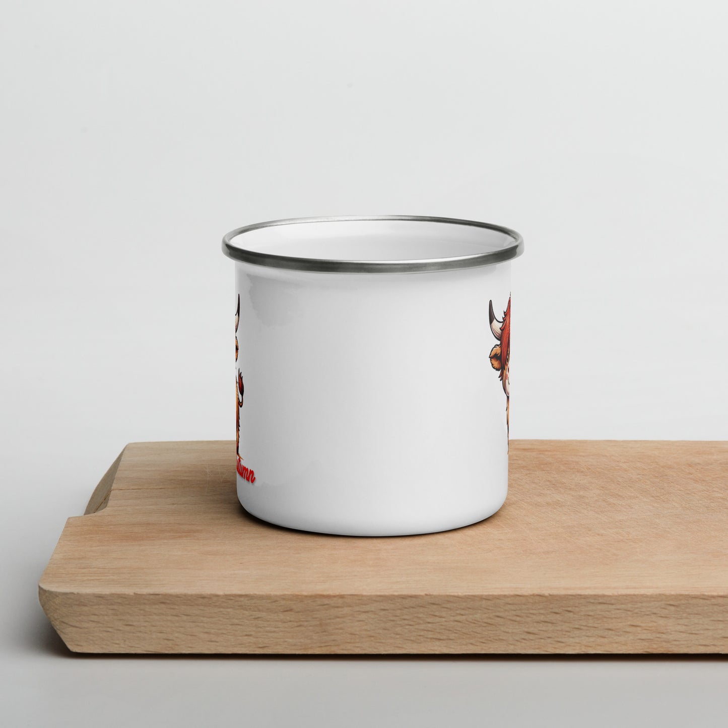 Custom Highland Cow Enamel Mug – Personalized Charm in Every Sip!