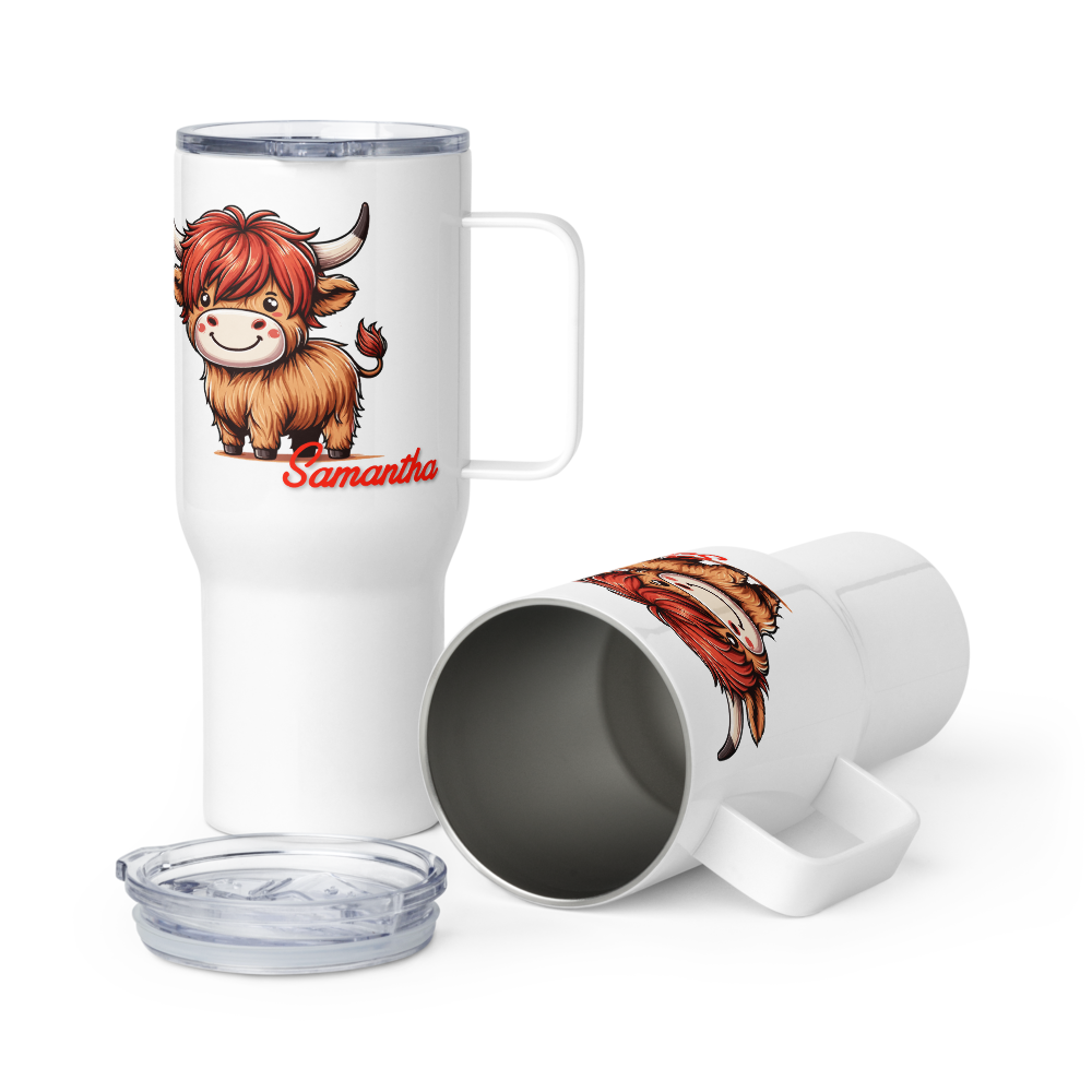 Customizable Highland Cow Stainless Steel Travel Mug - 25oz