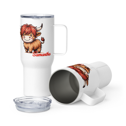 Customizable Highland Cow Stainless Steel Travel Mug - 25oz