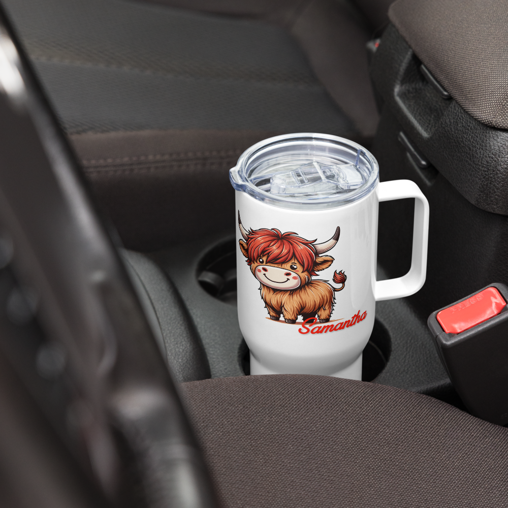 Customizable Highland Cow Stainless Steel Travel Mug - 25oz