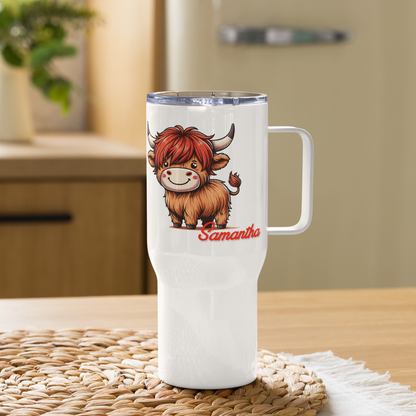 Customizable Highland Cow Stainless Steel Travel Mug - 25oz